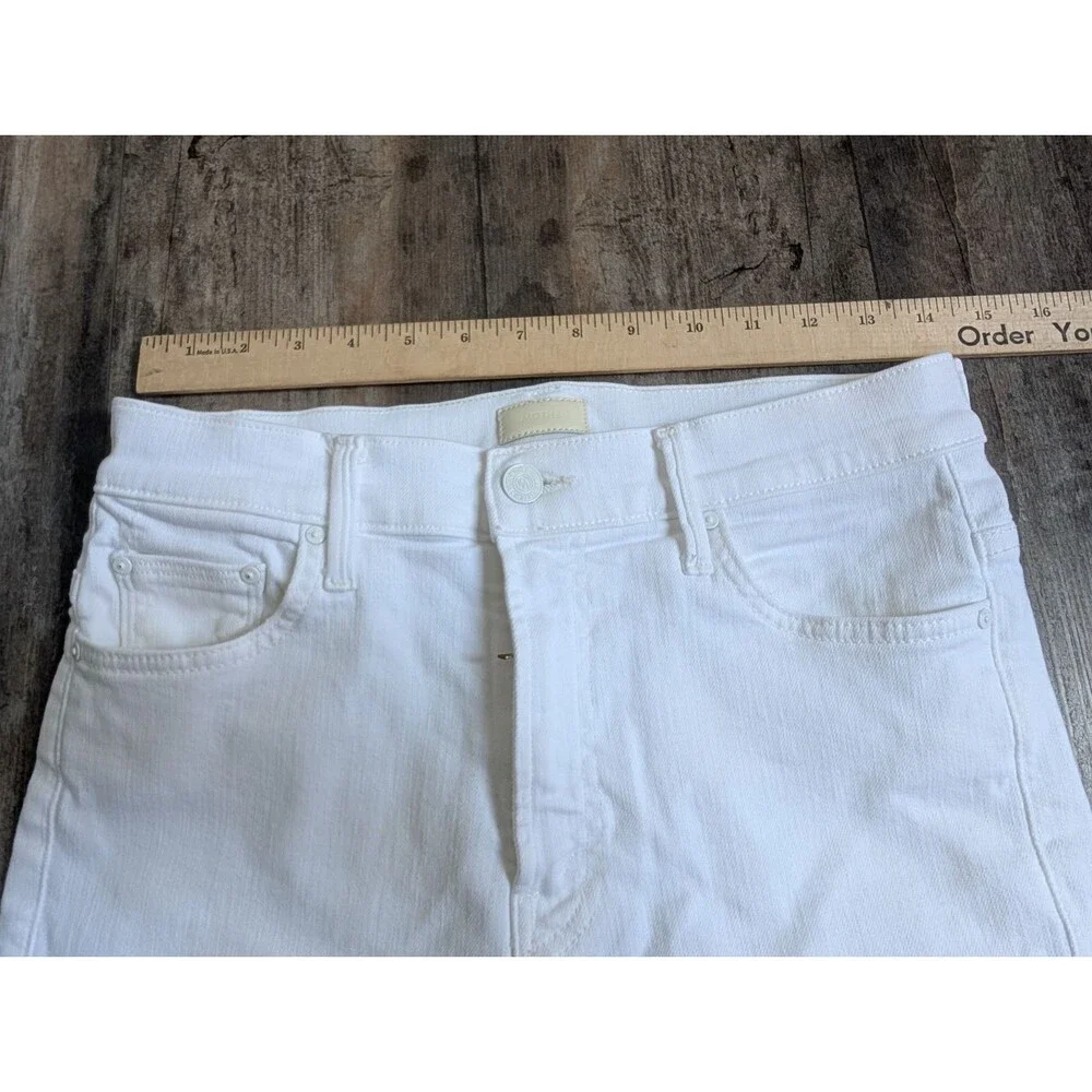 MOTHER JEANS The Hustler Crop Fray Fairest Of Them All WHITE Women's Size 28 - Picture 3 of 7